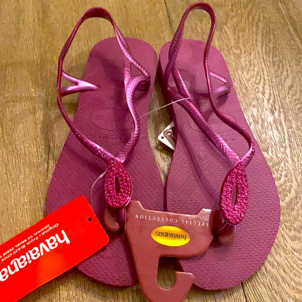 Havaianas Pink Flip Flop Sandals Swarovski Crystal